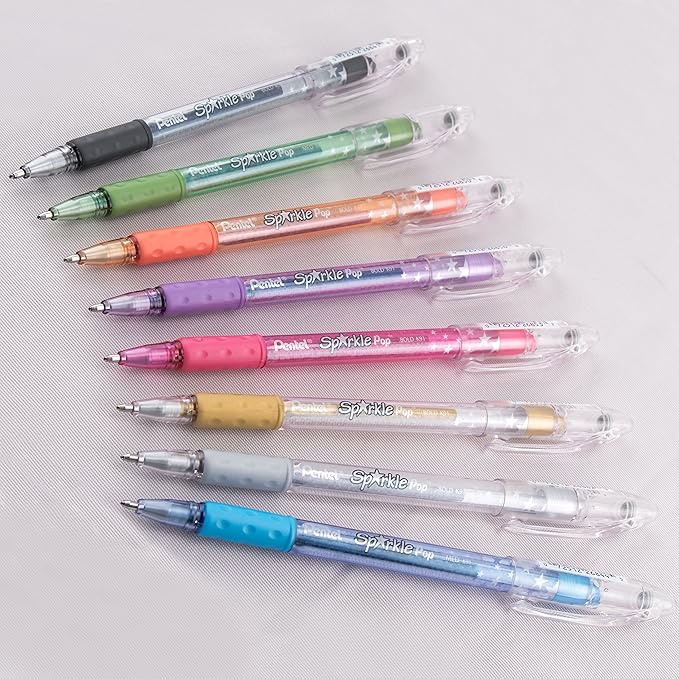 Pentel Sparkle Pop Metallic Gel Pen, 1.0mm Bold Line, Assorted Colors, Pack of 4 (K91BP4M)