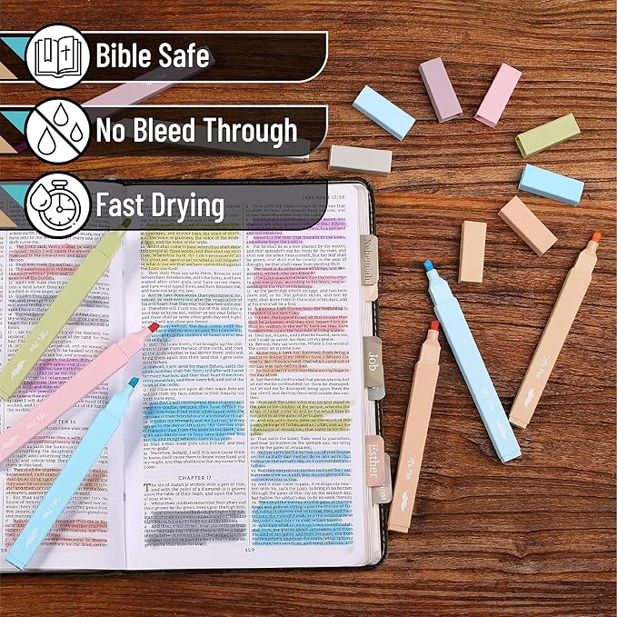 Mr. Pen Aesthetic Highlighters - 8 pcs, Chisel Tip, Pastel & Vintage Colors, No Bleed Bible Highlighters